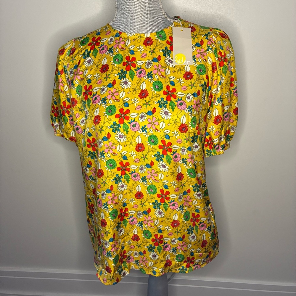 Boden glorious British style Yellow Floral Women's Blouse, size 6, new - Picture 1 of 7